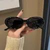Oval white-framed sunglasses, European and American stylish sunglasses for taking photos, for women with big faces and cat-eye protection, high-end look, ins slimming Item Picture